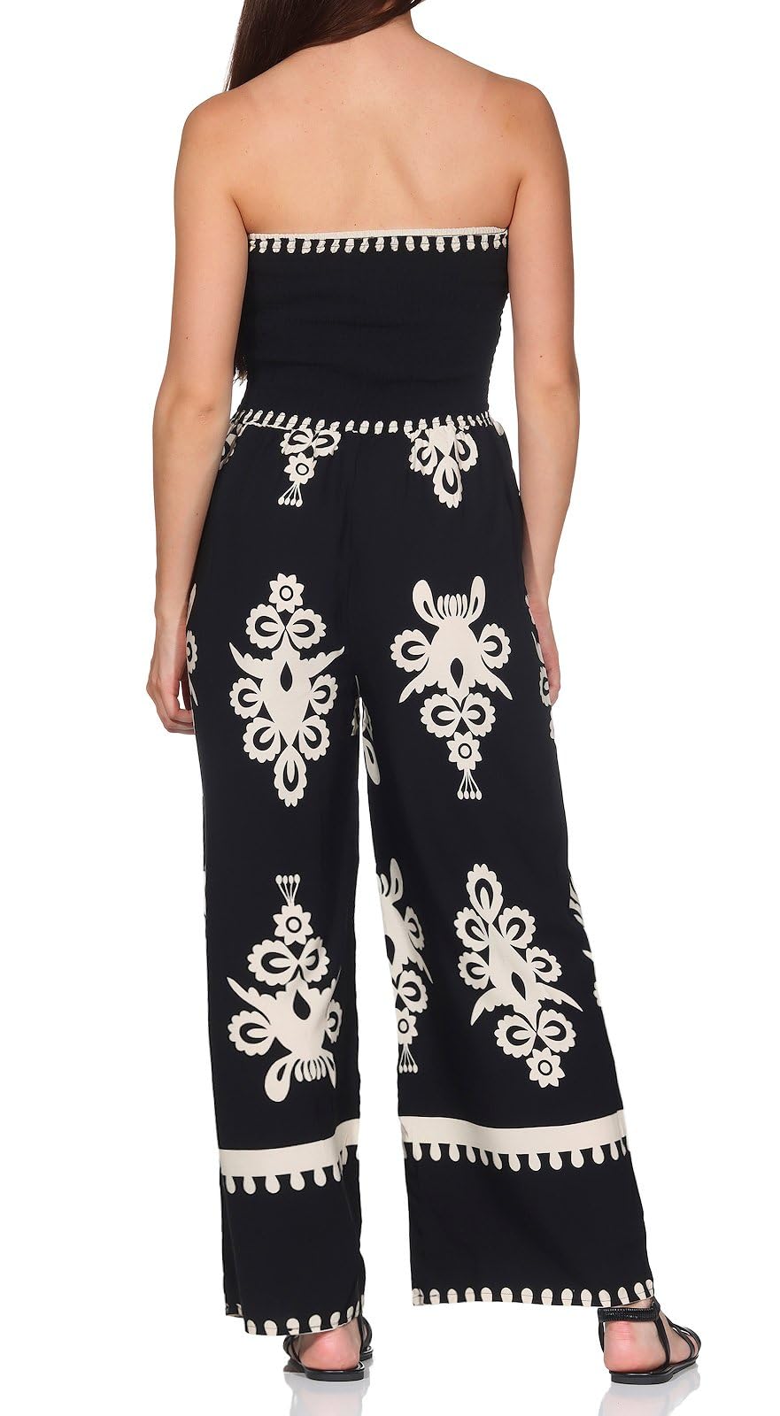 Hailys Damen Viskose Jumpsuit Bandeau Overall Einteiler trägerlos mit Ornamentmuster Ja44nina