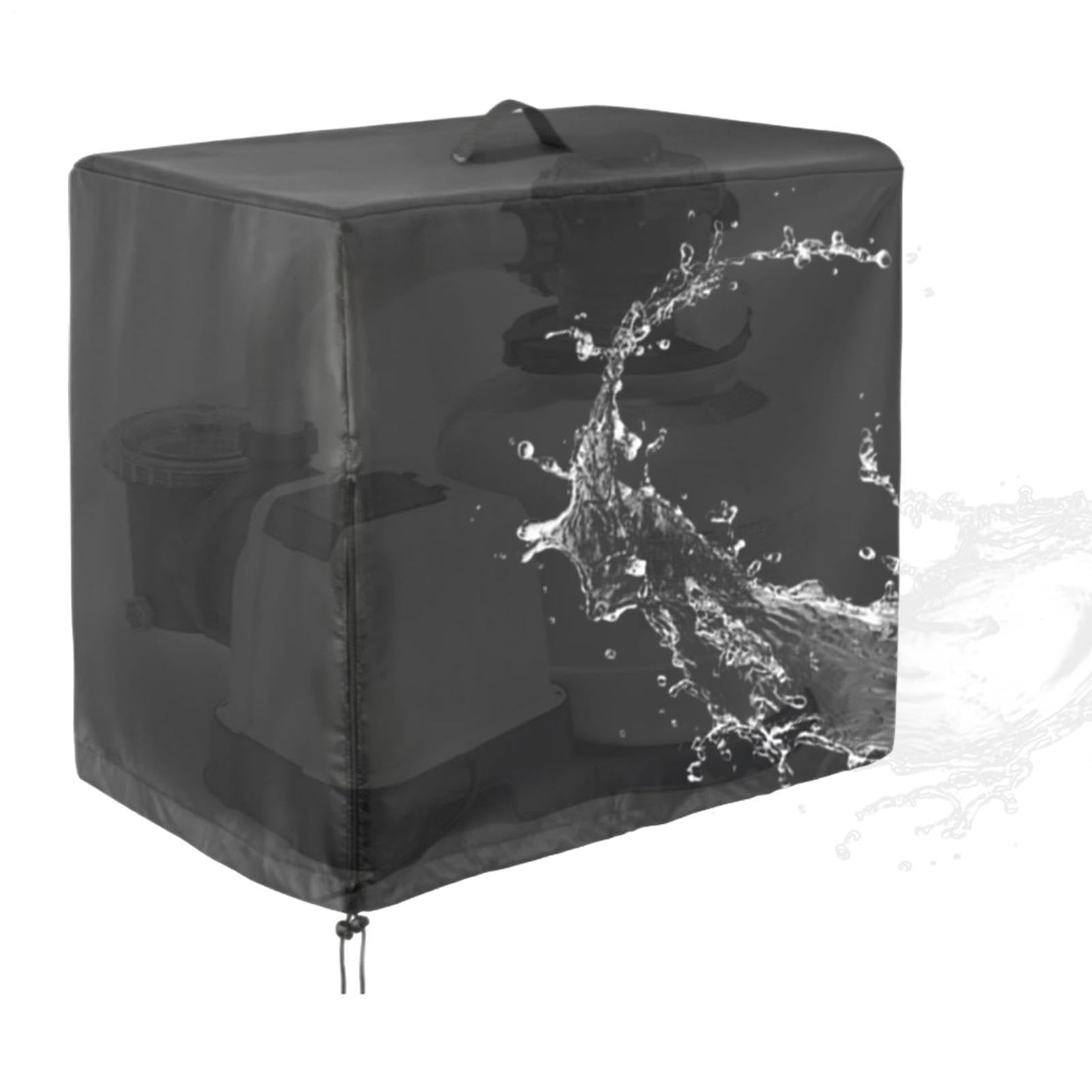 para Bomba Piscina Exterior,Cubierta Impermeable y Antipara Filtro,Protector Filtro con Cordón Y Cremallera - Protección contra Viento Lluvia Residuos Sol y Evaporación de Agua en