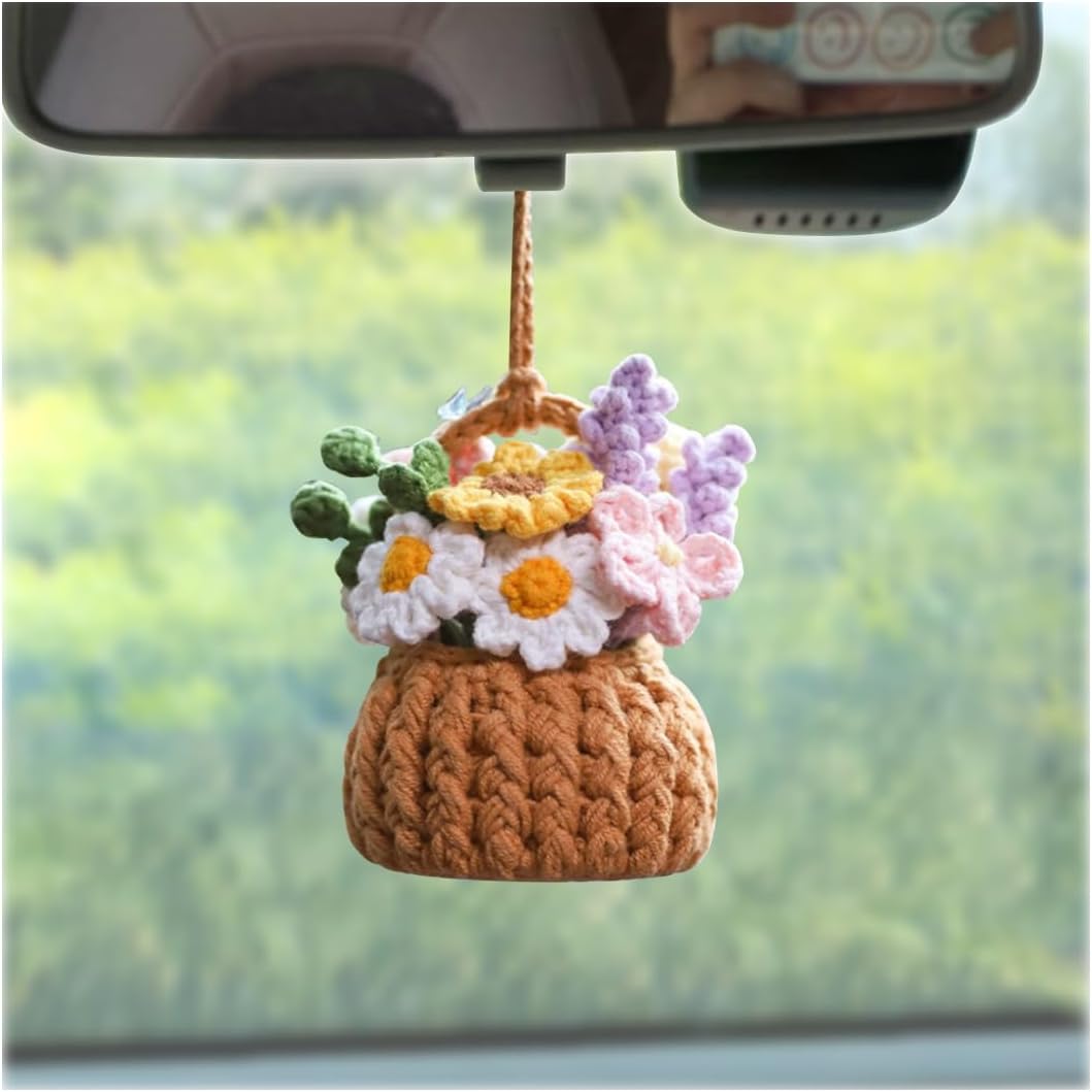 zipelo Car Rear View Mirror Accessories, Crochet Cute