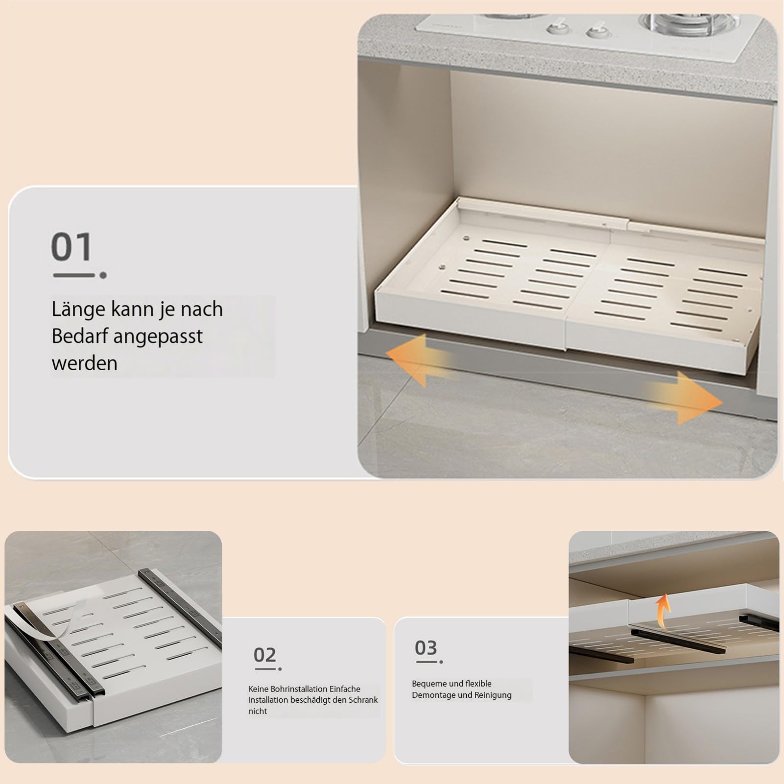 Organizzatore Per Sotto Il Lavello Della Cucina Robusto Contenitore | Organizer Sottolavello Estraibile per Cucina Bagno Dispensa Armadi Mobili Ripiani Portaoggetti