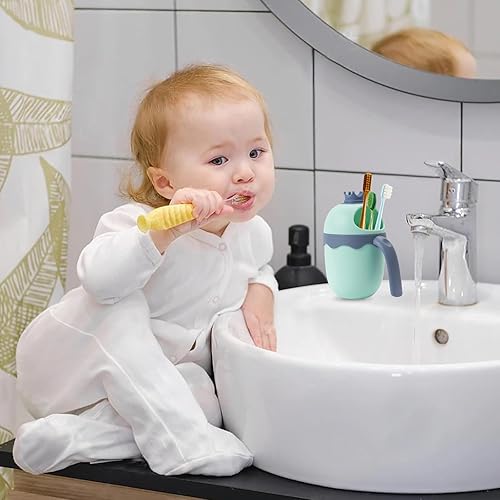 Miniatura 6 de FUNUPUP Gorro de baby shower para niños con taza de enjuague de baño, sombrero ajustable para lavado de cabello de niños pequeños, sombrero de