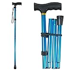 CLOKTA Folding Cane, 5-Level Adjustable Height Lightweight Portable Foldable Walking Canes with Wrist Strap and T Handle for Men Women Seniors (Solid Blue)