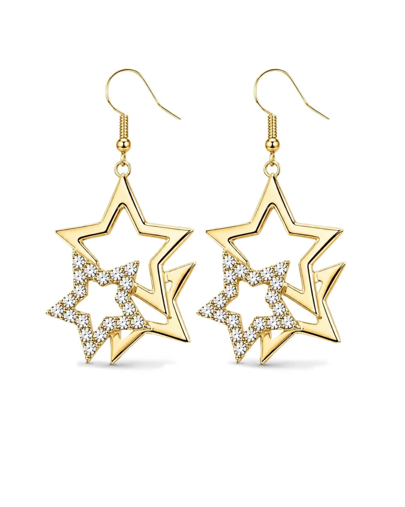 Chunky Star Dangle Drop Earrings Women Cloreful Statement Jewelry Gift Silver/Gold Star Dangle Earrings,Non Tarnish Hypoallergenic Chunky Big Drop Earrings,Christmas ST Patricks Day Y2K Jewelry