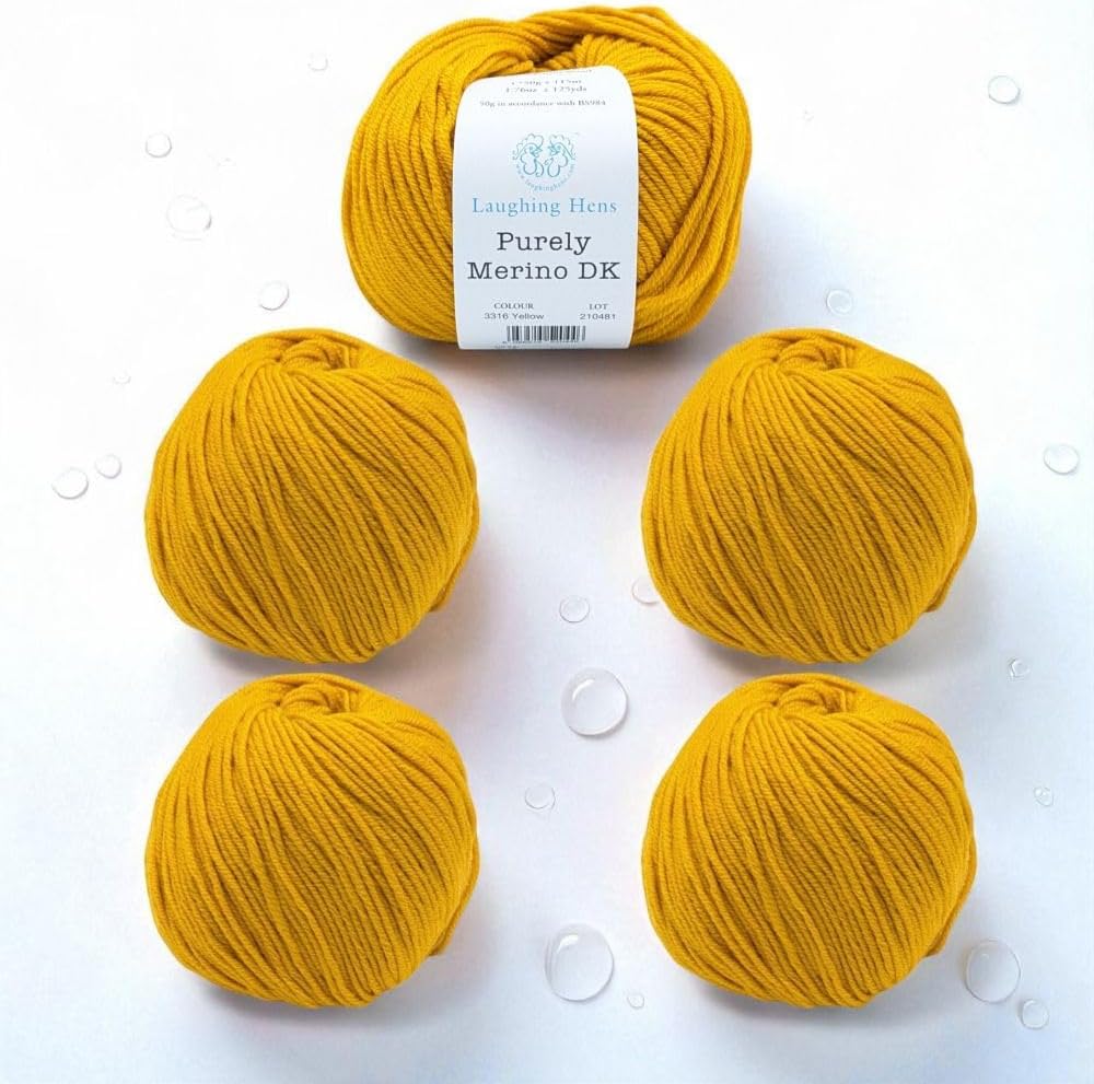 Double Knit-Weight (DK), 100% Superwash Fine Merino Wool Knitting and Crochet Yarn, 5 x 50g Balls - Purely Merino DK 3300 White