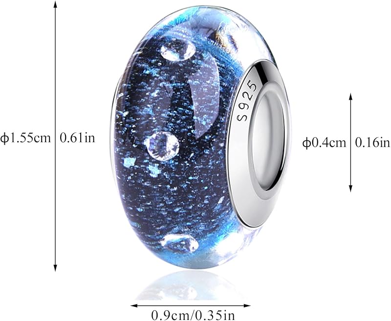 Murano Glass Flower Charm Bead Pendant for Bracelet & Necklace
