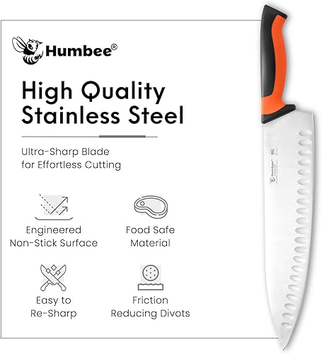 Miniatura 5 de Cuchillo de chef certificado NSF de 12 pulgadas, cuchillo de cocina de acero inoxidable de alto carbono con mango ergonómico codificado por colores