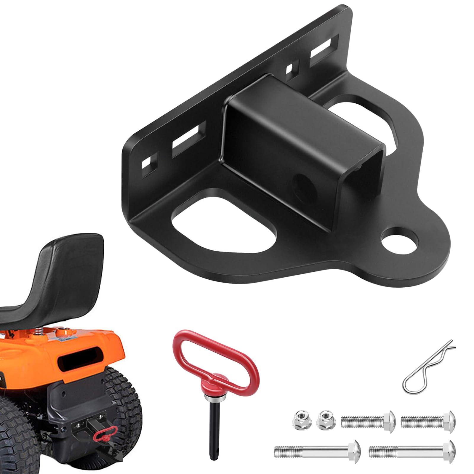 Enganche de remolque para cortacésped de alto rendimiento con 2 pulgadas, 1/4 pulgadas (6 mm) más grueso de acero de alto rendimiento, compatible con cortacéspedes, tractores, anhä