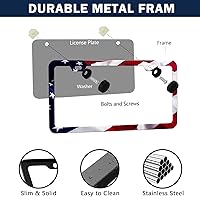 Vista 3 de LIN KANG - 2 marcos para placa, con diseño de las franjas de la bandera estadounidense, patrióticos, universales, de aluminio, acabado mate