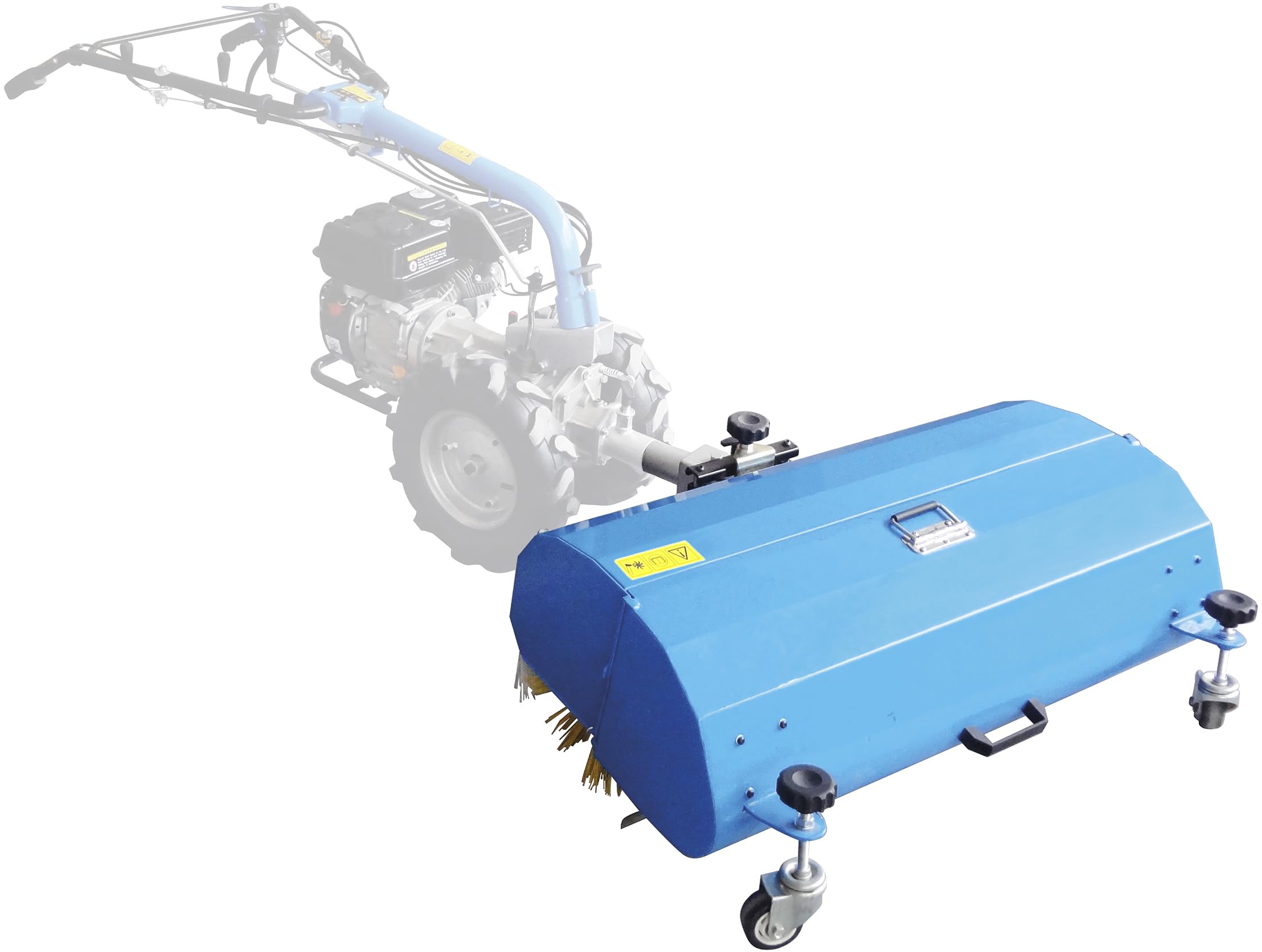 Güde Kehrmaschine GKM 900 2in1 (zum Kehren & Schneeräumen, Kehrwinkel & Kehrhöhe verstellbar, Bürstenbreite 900 mm, ø 320 mm, inkl. Kehrgutbehälter, passend zu Motoreinachser GME 6,5 V und GME 6,5 PS)