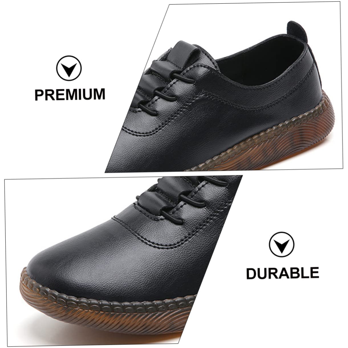 Homoyoyo Zapatos Planos de Cuero para Mujer Negros, Talla 40 | Antideslizantes y Ligeros, Uso Diario y Viaje, Estilo Casual Cómodo Acabado en Cuero