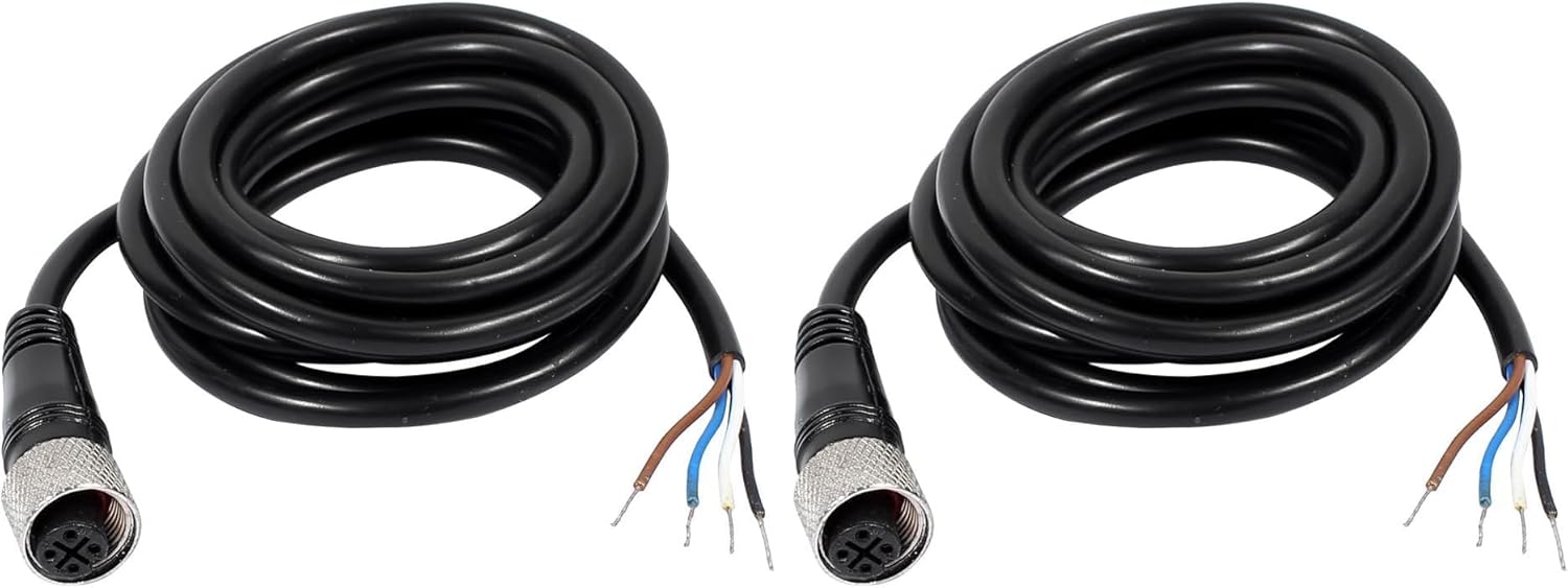 uxcell M12 Female Straight 4 Pin Connector Aviation Socket Electrical Cable 2M