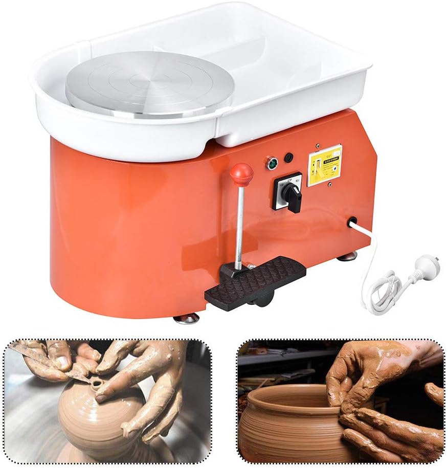4YANG Pottery Wheel Machine 350W 25CM with 8pcs of Clay Knife Set Pottery Tools Clay Art Craft with CE Certified(Handle Foot Pedal)