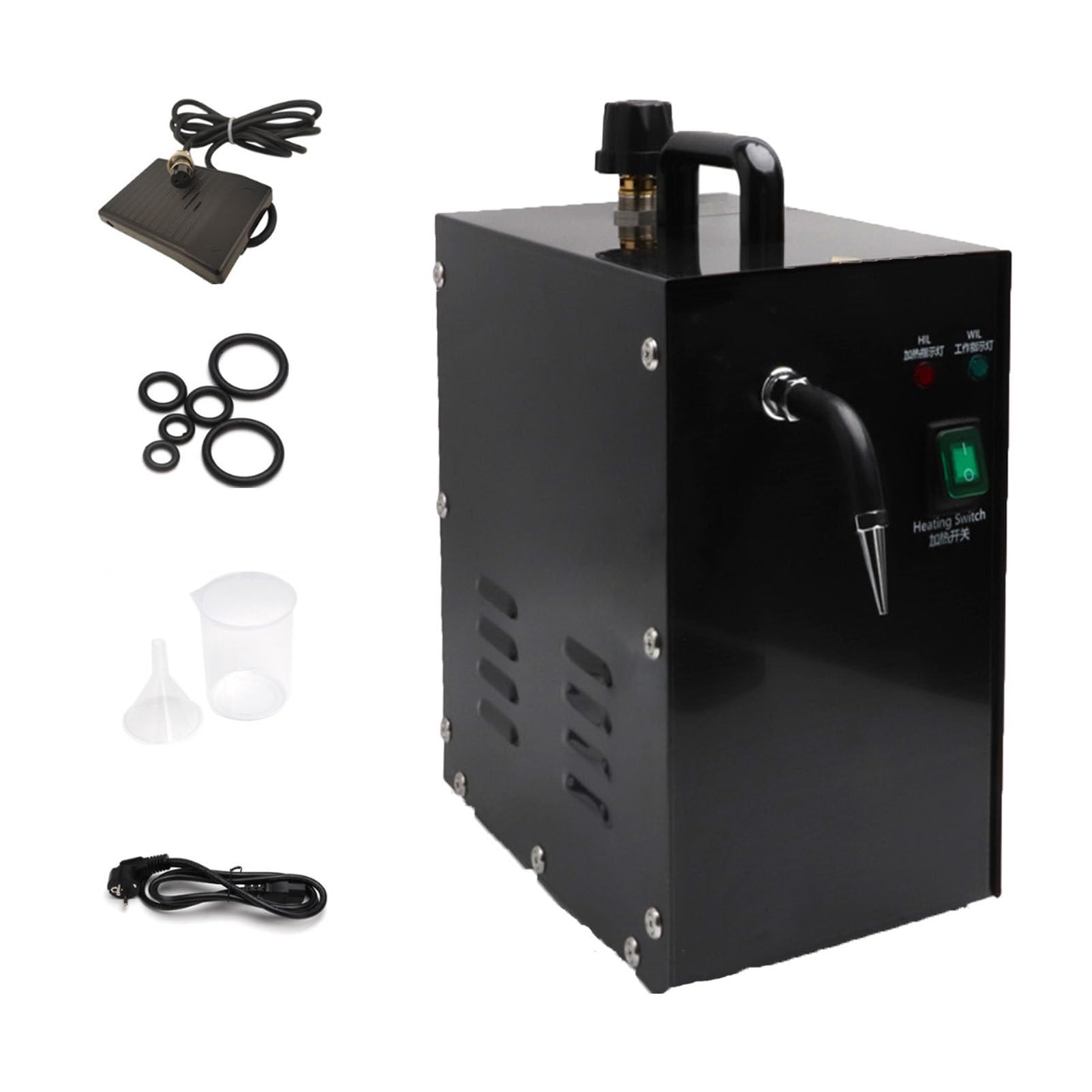 Limpiador a Vapor para Joyas De 2L, Máquina De Vapor De Alta Presión De 1300W Y 135℃, Presión De Vapor De 4kg, Calentamiento Rápido En 8 Minutos para La Limpieza Plata, Oro Y Gemas Black
