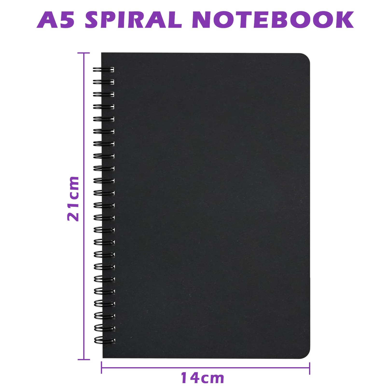 PALUDO Lot de 4 Cahiers A5 Spirales Ligné Couverture Kraft 120 Pages