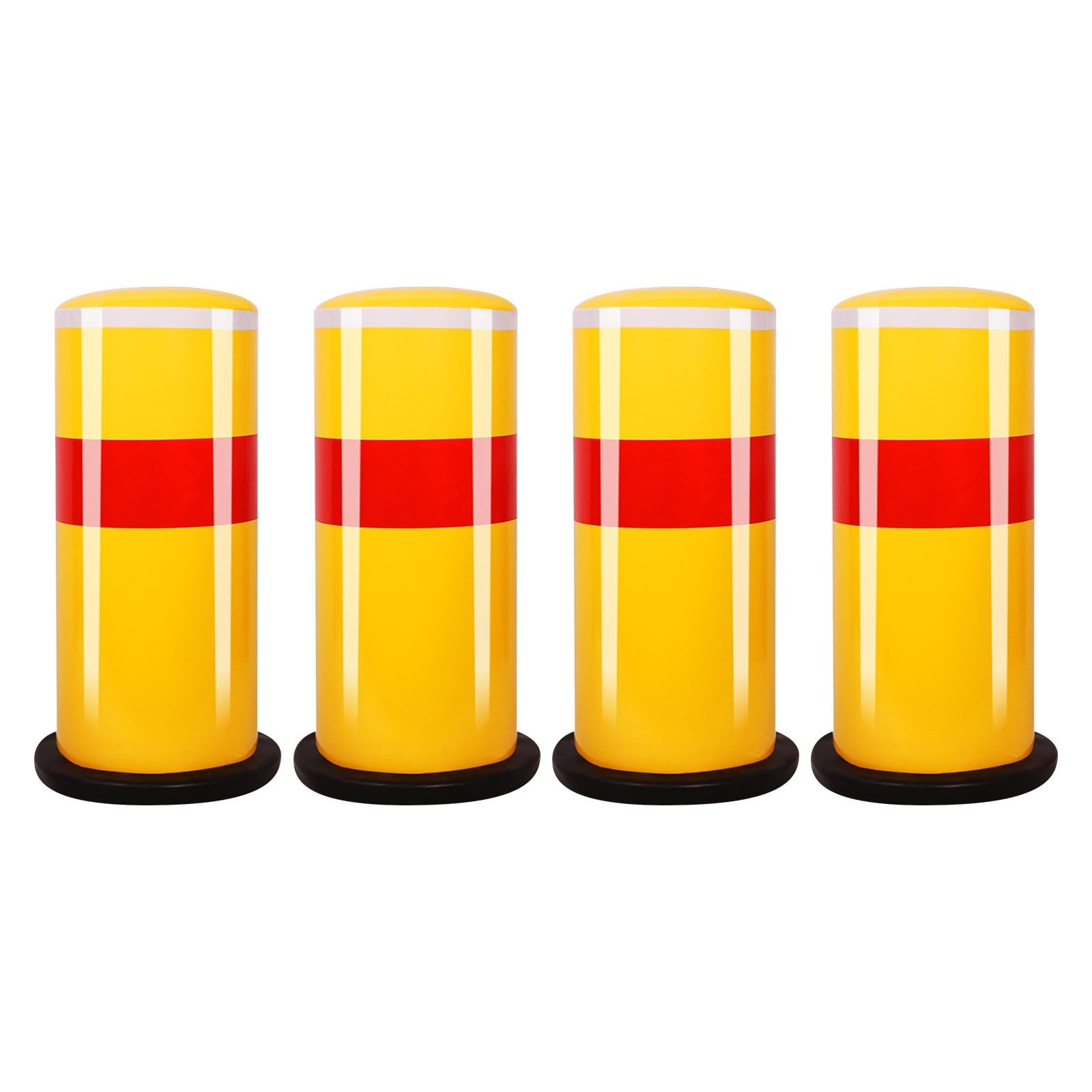Aioneer Safety Bollard, Metal Parking Bollards, Safety Warning Column, Yellow Powder Coated Metal Traffic Bollard, Parking Barrier Security Post, For Indoor/Outdoor Use -Yellow(4pcs)