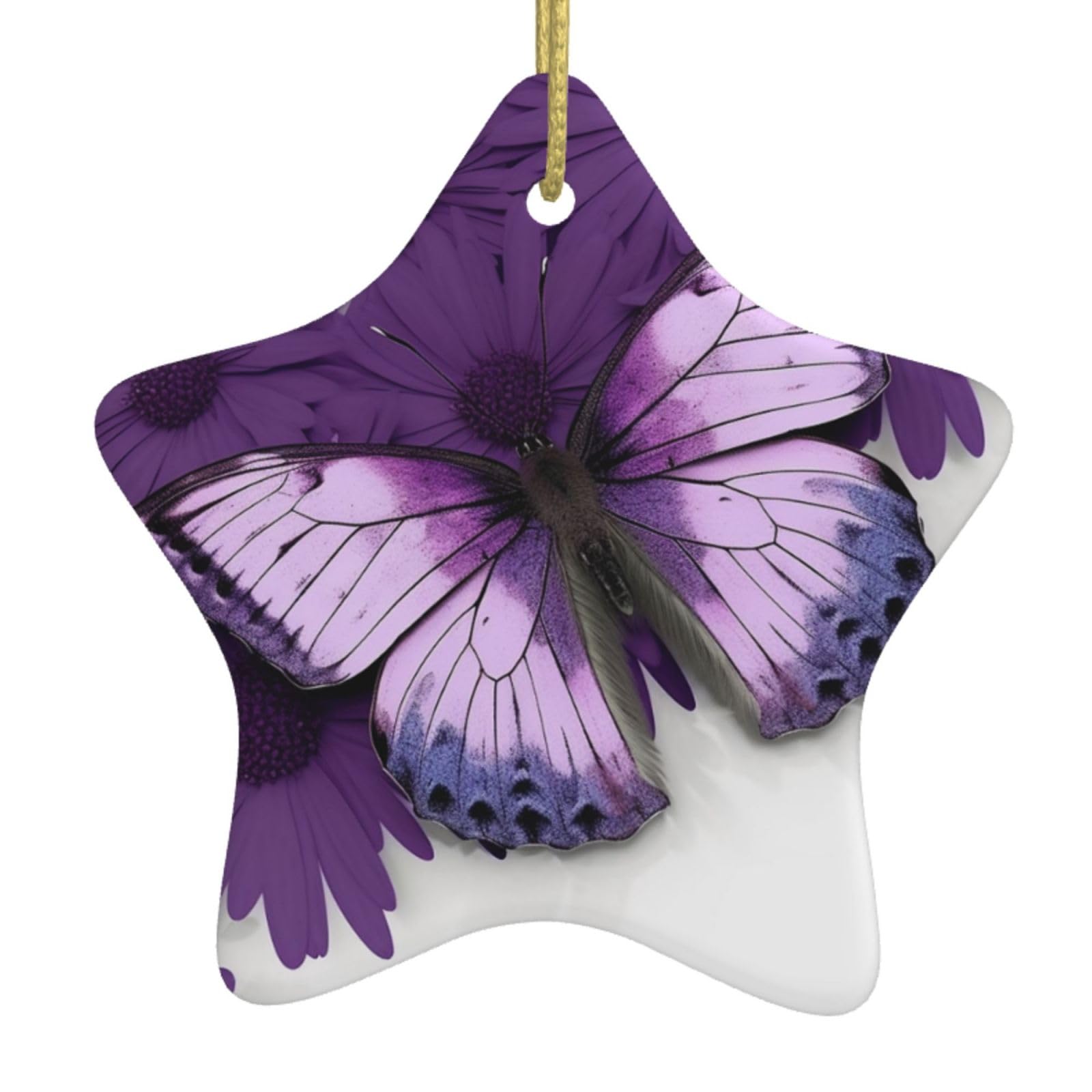 Fodpand Women's White Beautiful Butterfly Christmas Ornaments 2025, Gift Exchange For Men, Collectible Ceramic Ornament Star Hanging Ornaments For Christmas Tree Decoration