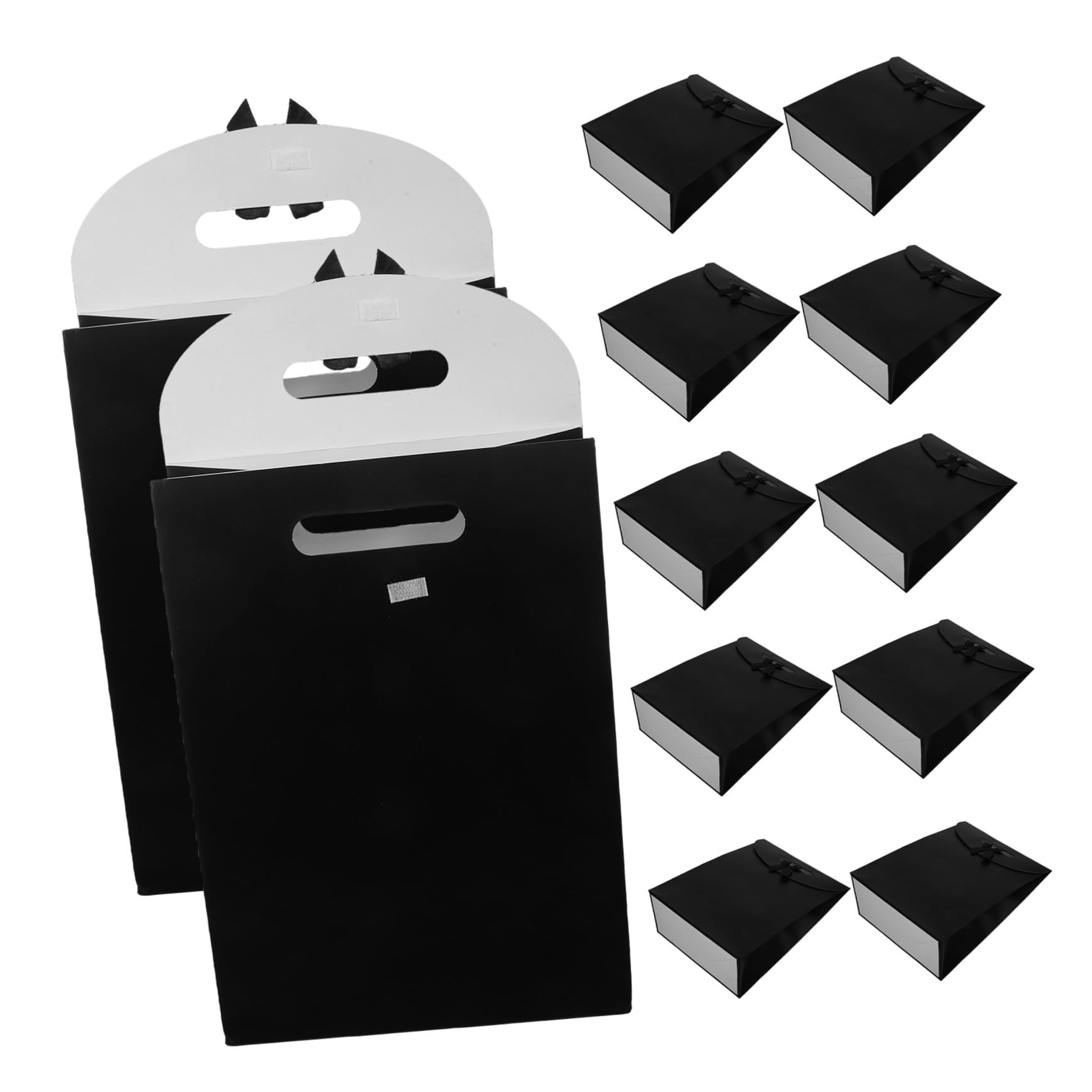 Sacs cadeaux papier noirs lot de 12 pochettes avec poignées pour biscuits et dragées de mariage