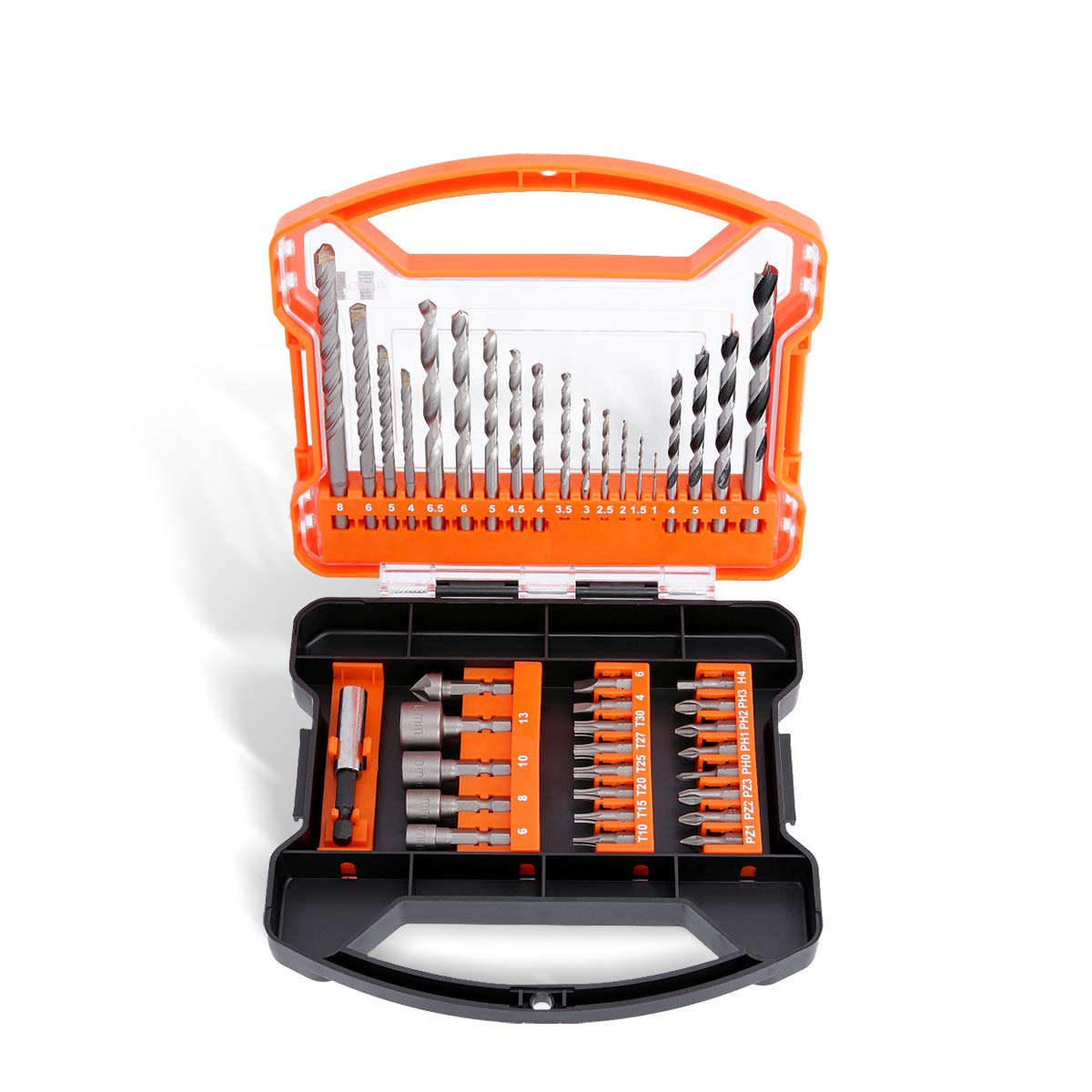 WellCut Set di 41 punte per cacciavite, set durevole e custodia portatile con accessori per trapano, per muratura, metallo, legno, riparazione progetti fai da te
