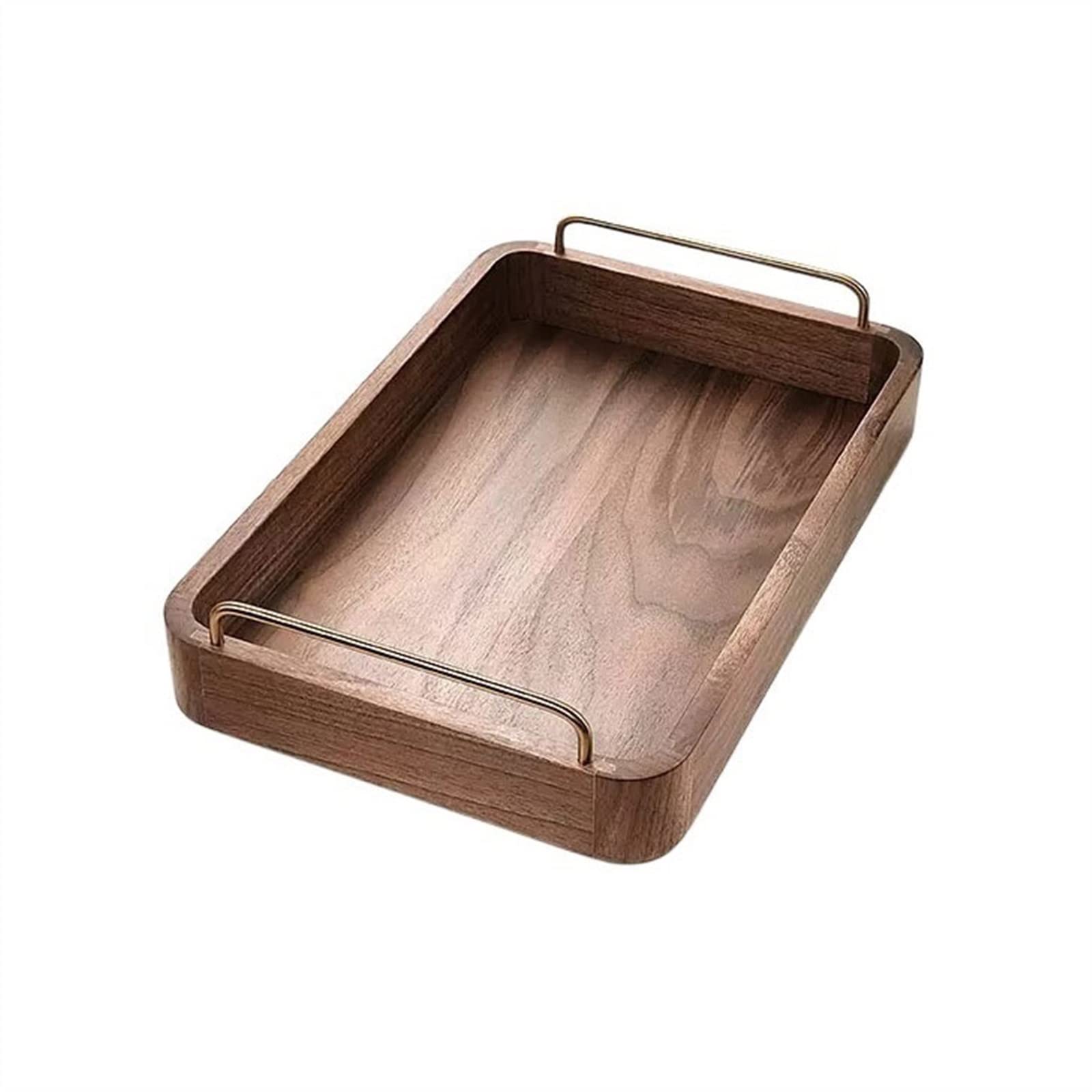 Bandeja Rectangular de Madera de Lujo para Servir, Multifuncional para el té de la Tarde y el café, Bandeja Decorativa Grande para reuniones Familiares (M)