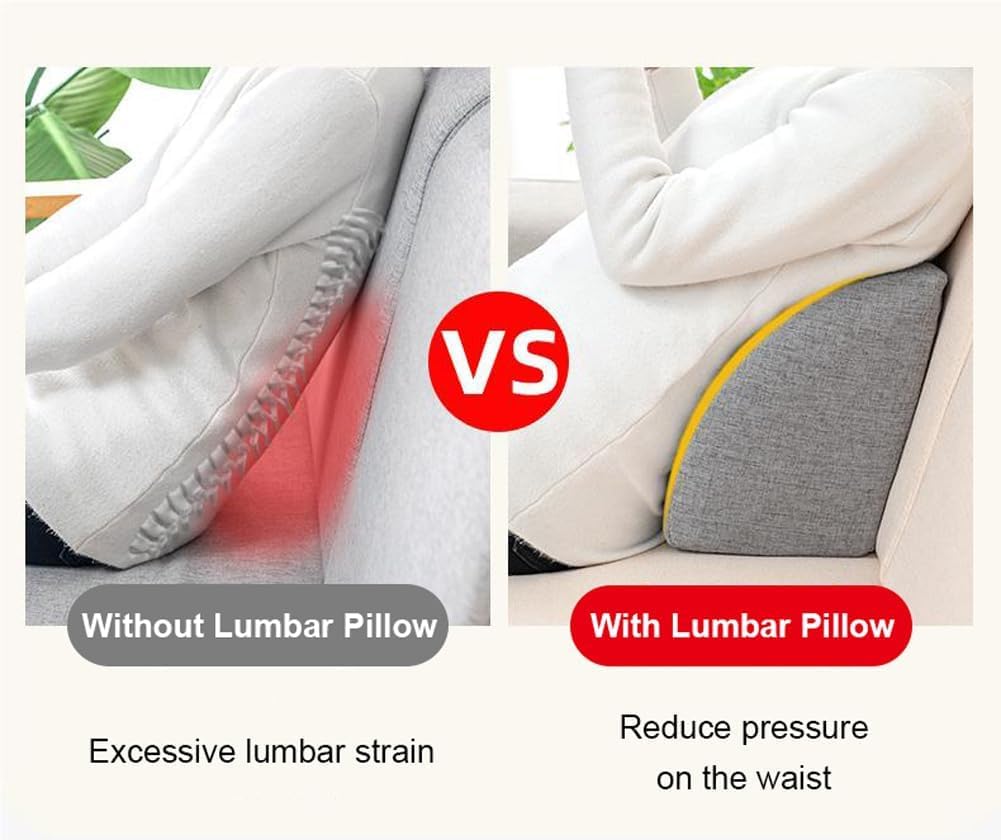 Almohada de apoyo lumbar para sofá, silla, coche y cama, respaldo de espuma de alta densidad para mejorar y aliviar el dolor de espalda baja (20 x 7.5 x 11 pulgadas) - Soporte ideal N
