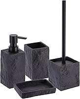 Vista 6 de Cuadrado resina efecto piedra baño vaso taza cepillo de dientes titular negro