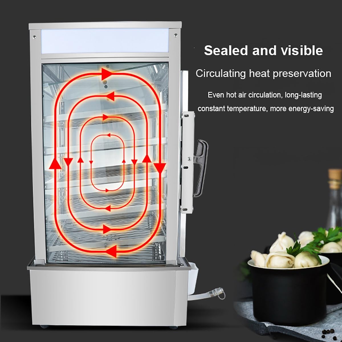 Commercial Electric Bun Steamer, Steamed Bread Buns Food Warmer,Stainless Steel 5-Layer Frame,for Steaming Quick-Frozen Steamed Buns, Steamed Bread, Shrimp Dumplings