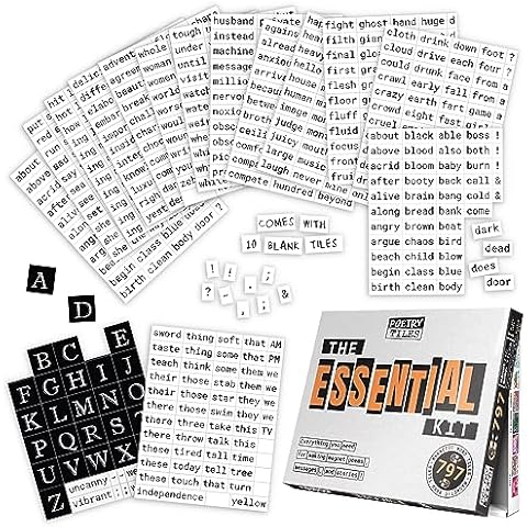 Poetry Tiles Essential Kit - 797 Word Magnets for Fridge Poetry and Silly Magnetic Messages - Get Creative, Express Yourself, and Make Others Laugh at Your Witty Words Cover