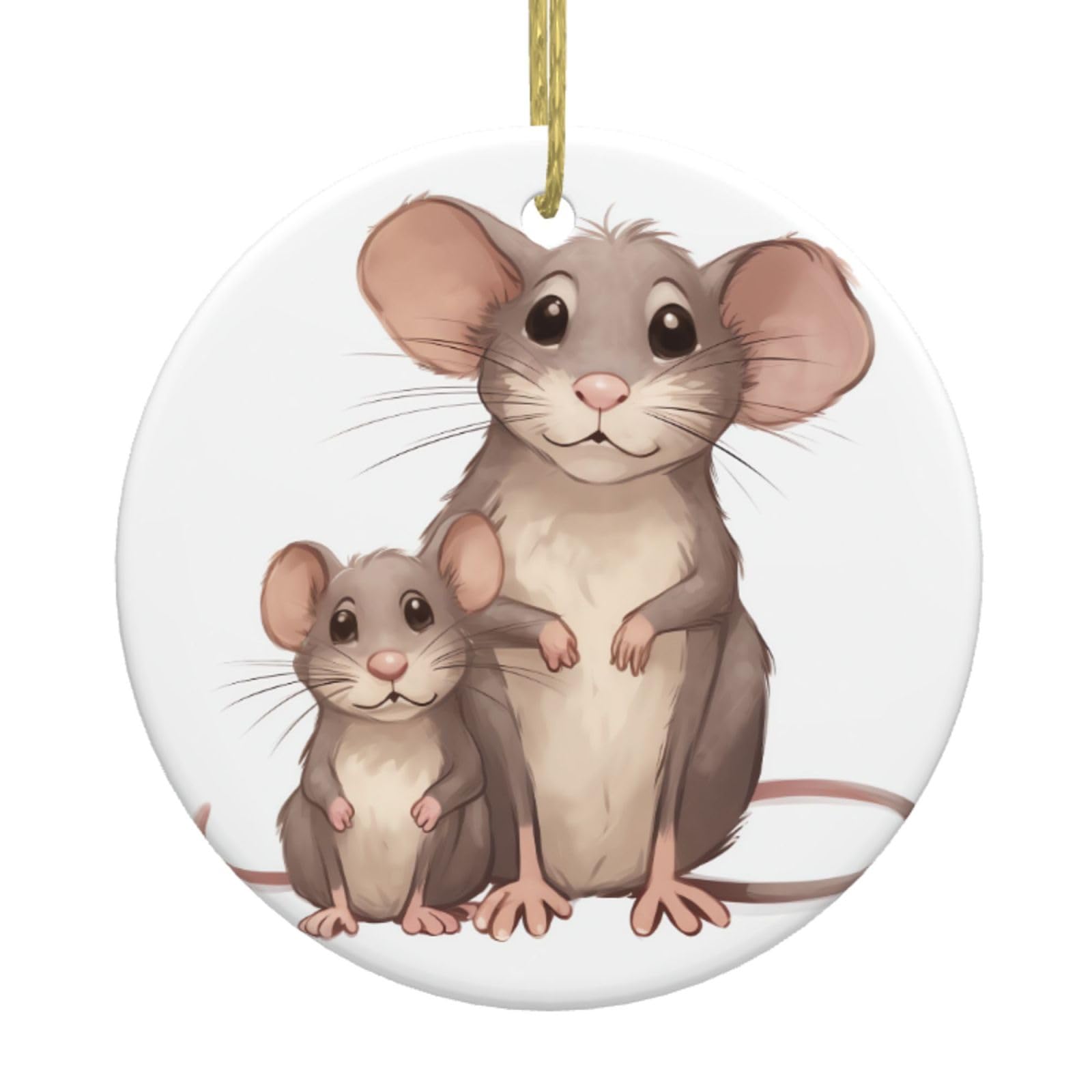 Fodpand Women's White Rats Christmas Ornaments 2025, Gift Exchange For Men, Collectible Ceramic Ornament Round Hanging Ornaments For Christmas Tree Decoration