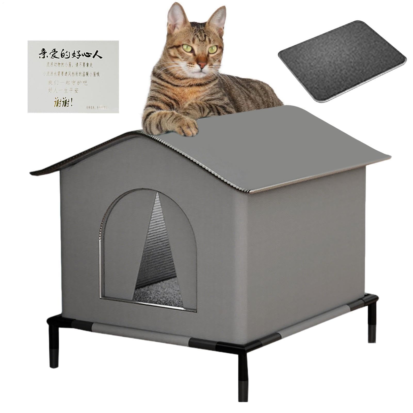 Caseta para gatos de exterior, refugio para gatos de exterior, resistente