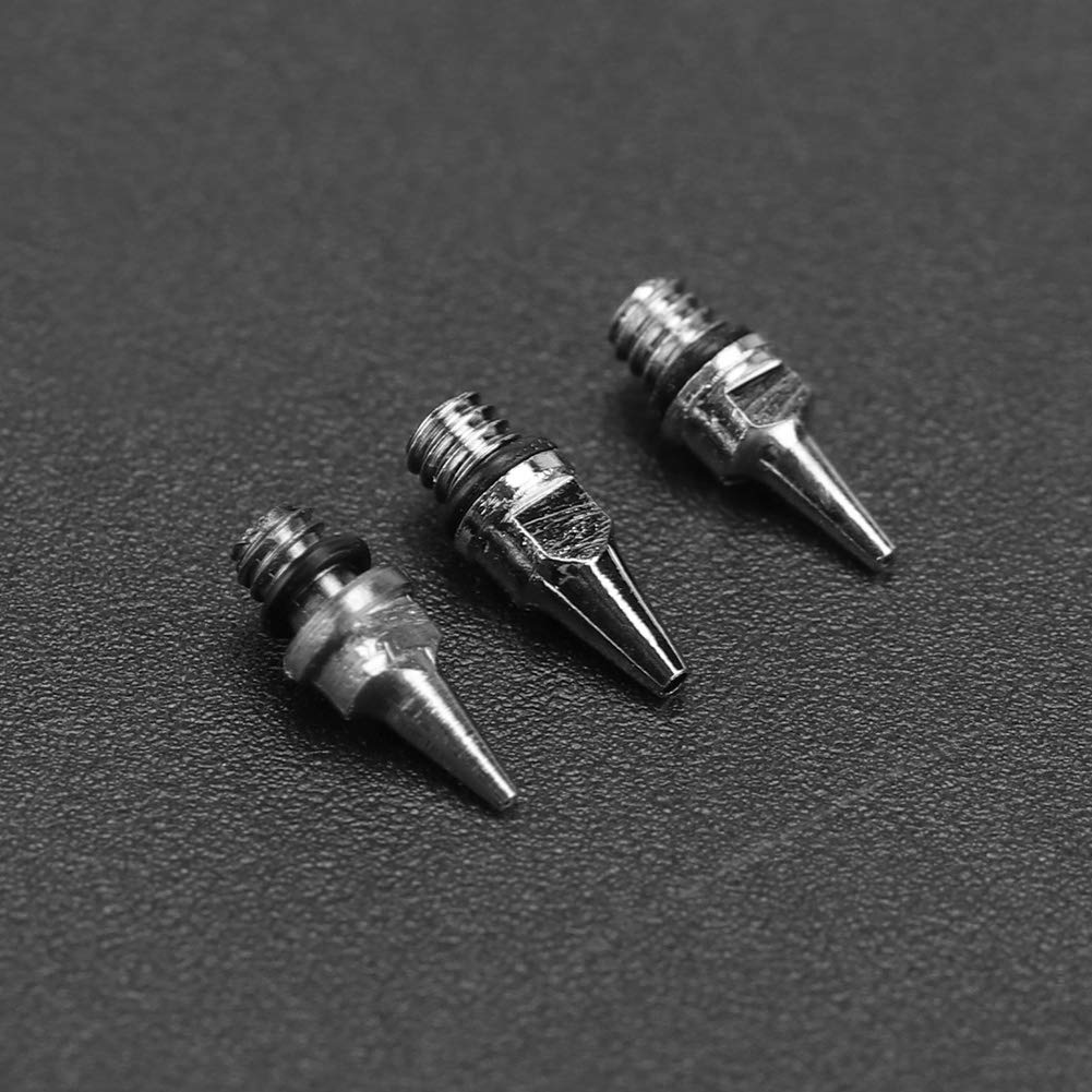 Tbest Kit d'aiguilles et buses de rechange pour aérographe – 0,2 mm, 0,3 mm, 0,5 mm, construction durable en acier inoxydable, récipient de rangement inclus