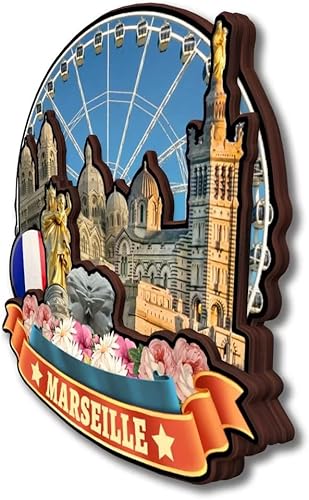 Miniatura 3 de Imán de nevera de Marsella Francia Colección de Madera 3D Madera Hecho a Mano Viajes Ciudad Recuerdos Refrigerador Imán Decoración del Hogar Regalo