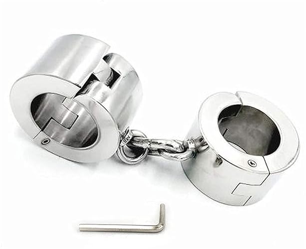 6 cm High Thick Stainless Steel Hand Cuff Super Heavy BDSM Bondage Handcuffs / Handcuffs Slave Fetish Sex Tools Wrist Restraint for Couples, Female Diameter 5.5 cm