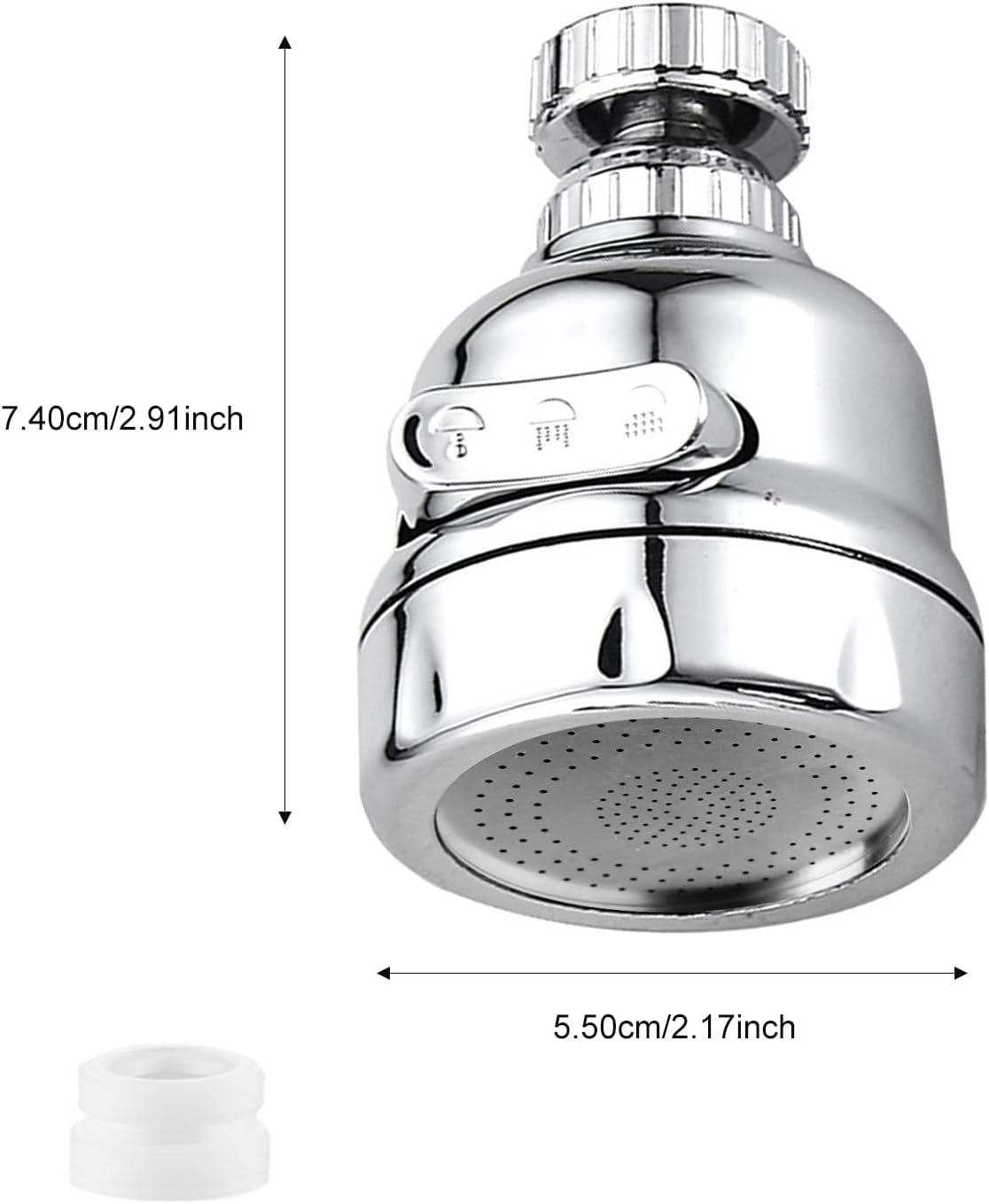 3-Speeds Modes Water-Saving Faucet 360 Degree Rotation Pressurized Faucet Spouts Anti-Splash Shower-Type Tap, Suitable for Tap with 22MM Outer Thread and 24MM Inner Thread