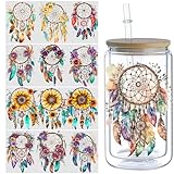 5 Sheets UV DTF Cup Wraps Stickers for 16OZ Glass Tumbler, Waterproof Rub on Transfers Bottles Cups Decor Furniture Wood DIY Crafts