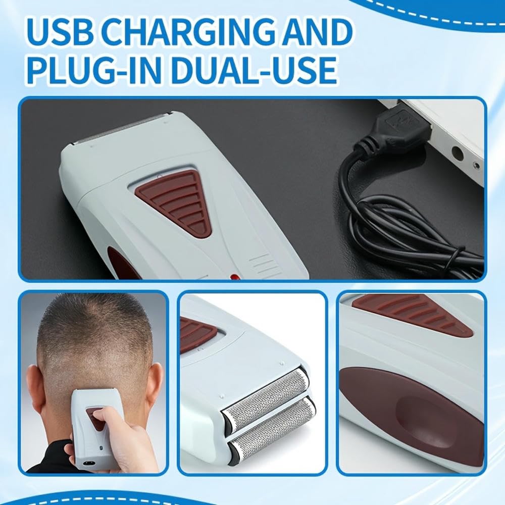 SYJYM Rasoio Elettrico Ricaricabile USB per Uomo Rasoio Portatile a Doppia Testa Lame in Acciaio Inossidabile Strumento per la Cura dei Baffi