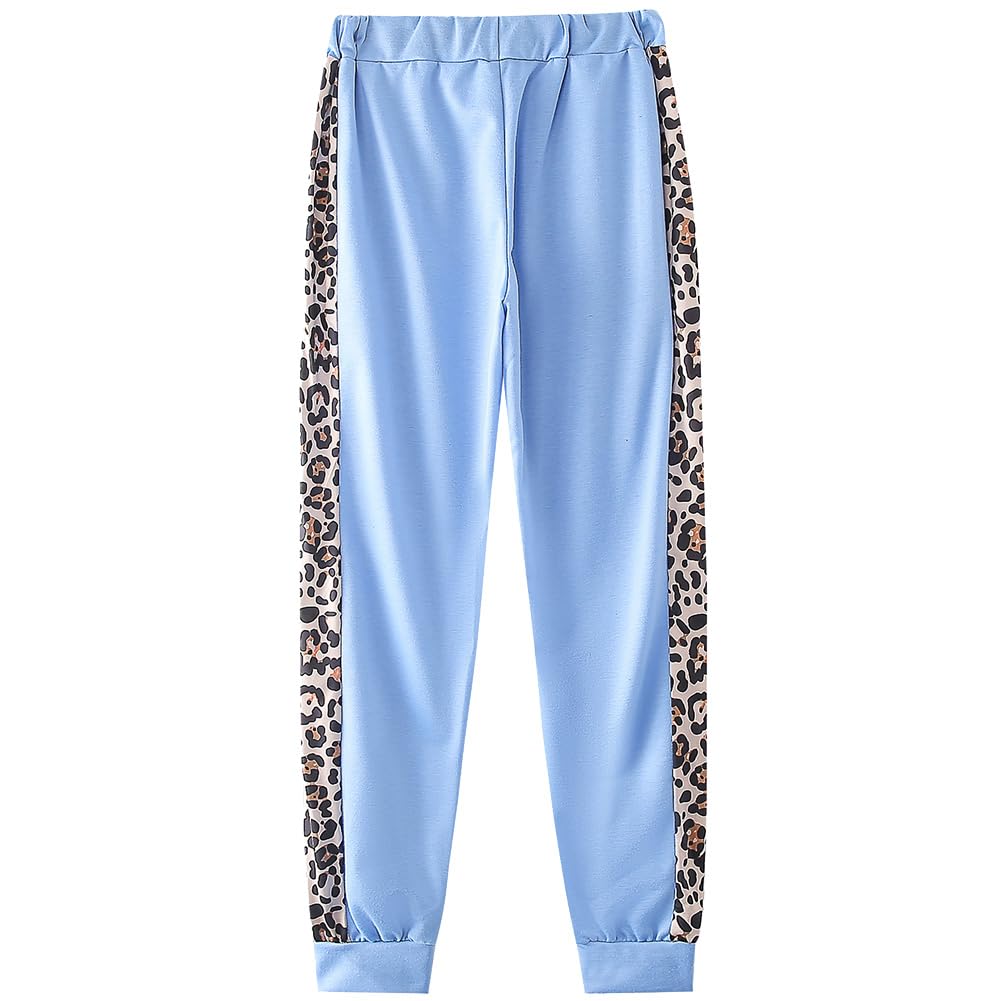amropi Traingsanzug Damen Jogginganzug Leopard Kapuzenpullover Lange Ärmel Top + Hose Sportanzug 2 Stück