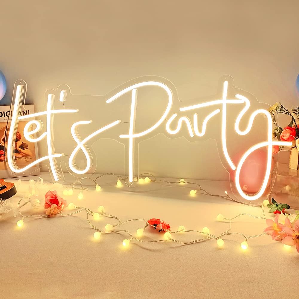 Divatla Super Large Neon Sign - 'Let's Party' for Engagement, Prom, Wedding & More - Dimmable, Warm White - Image 7