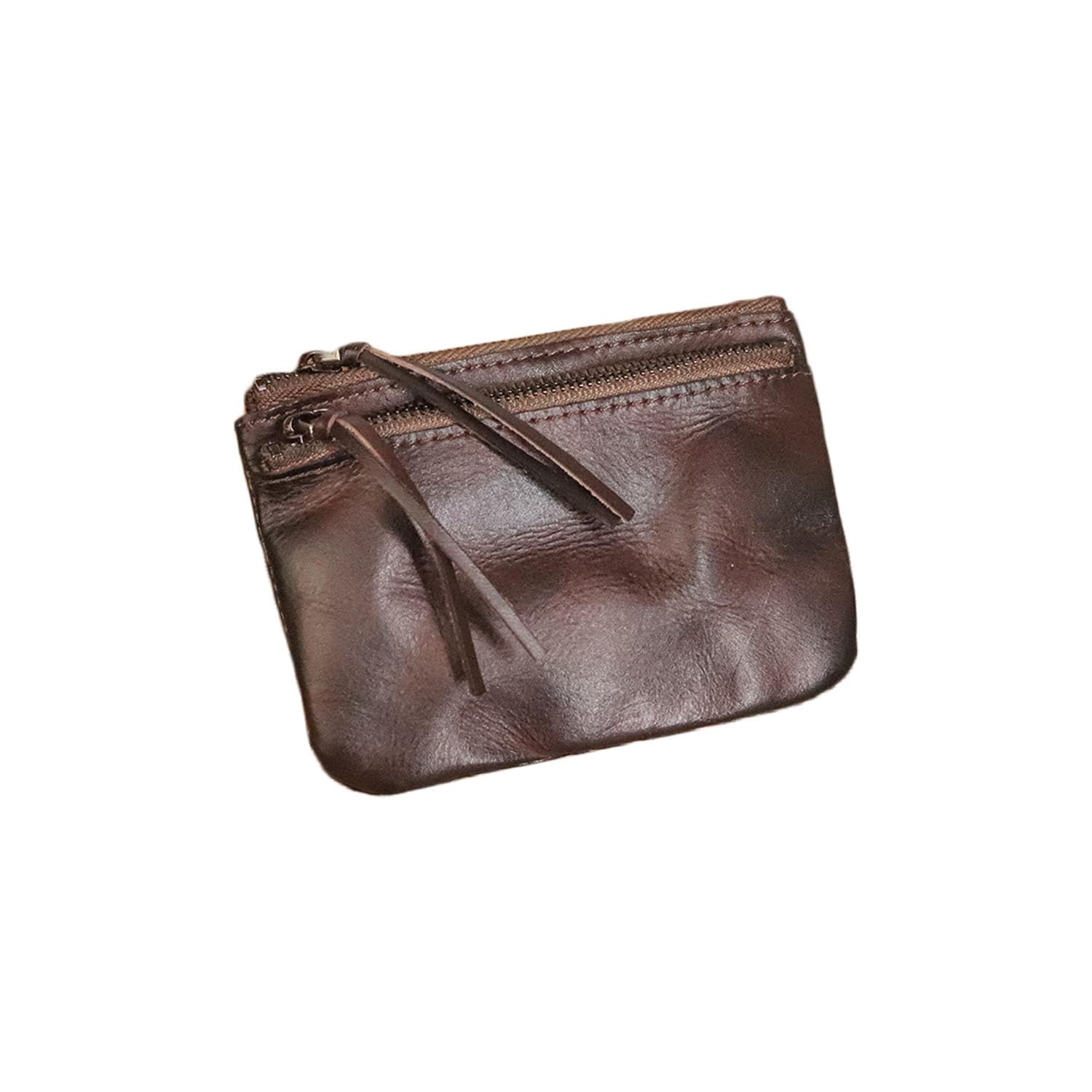 Amazon.com: WJXFHTD 1PCS Leather Coin Pouch Double Zipper