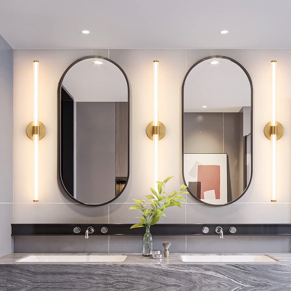 Gednbo Gold LED Bathroom Vanity Lights Fixtures Over Mirror 30.31 inch ...