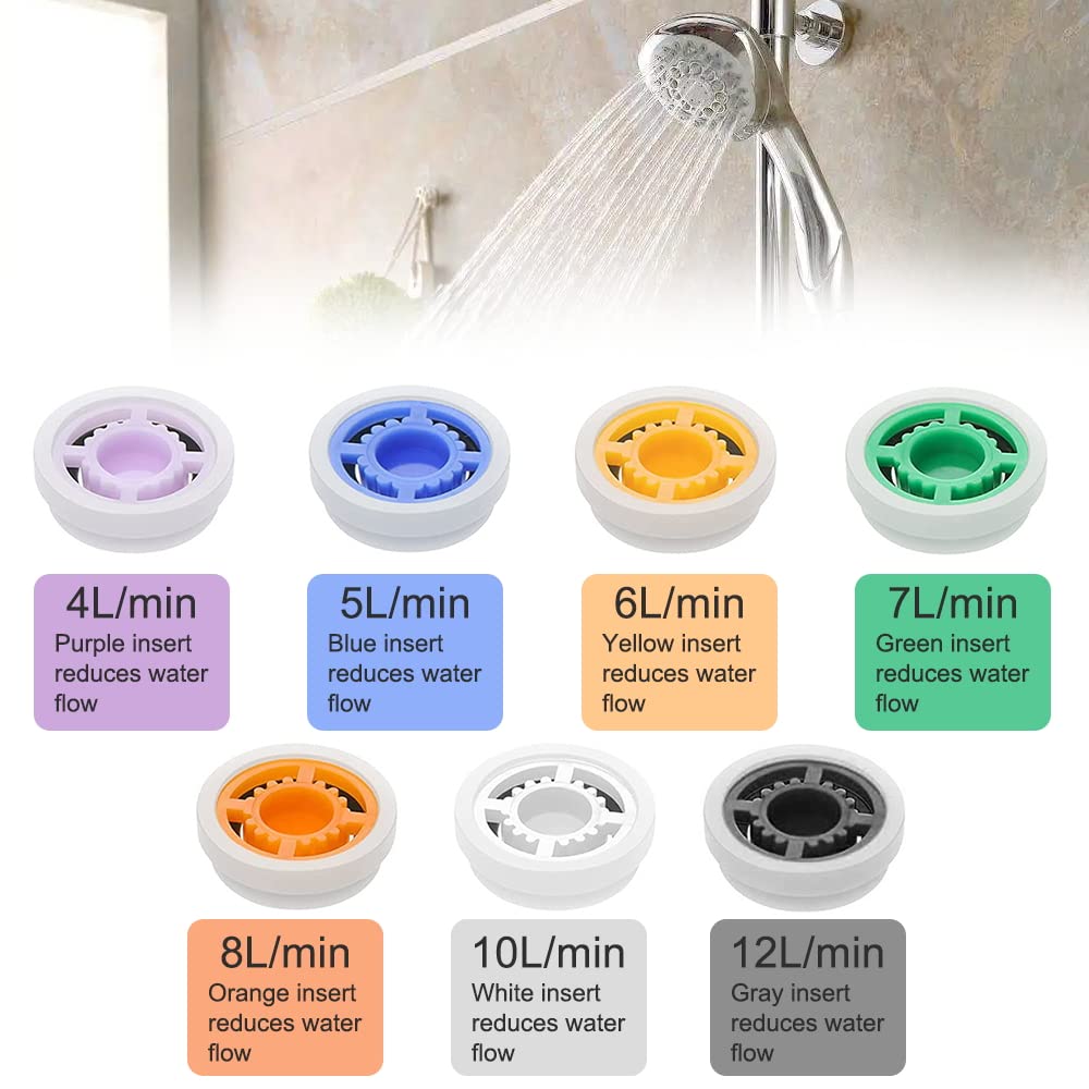 Kit Riduttori Flusso Acqua Doccia - 14 Pezzi Con Adattatori, 4L-10L/min, Risparmio Idrico - Foto 4