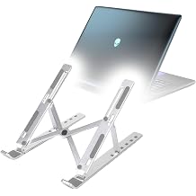 BoxWave Stand and Mount Compatible with Dell Alienware 16 Area-51 - Compact QuickSwitch Stand, Portable Multi Angle Viewing Foldable Riser - Metallic Silver