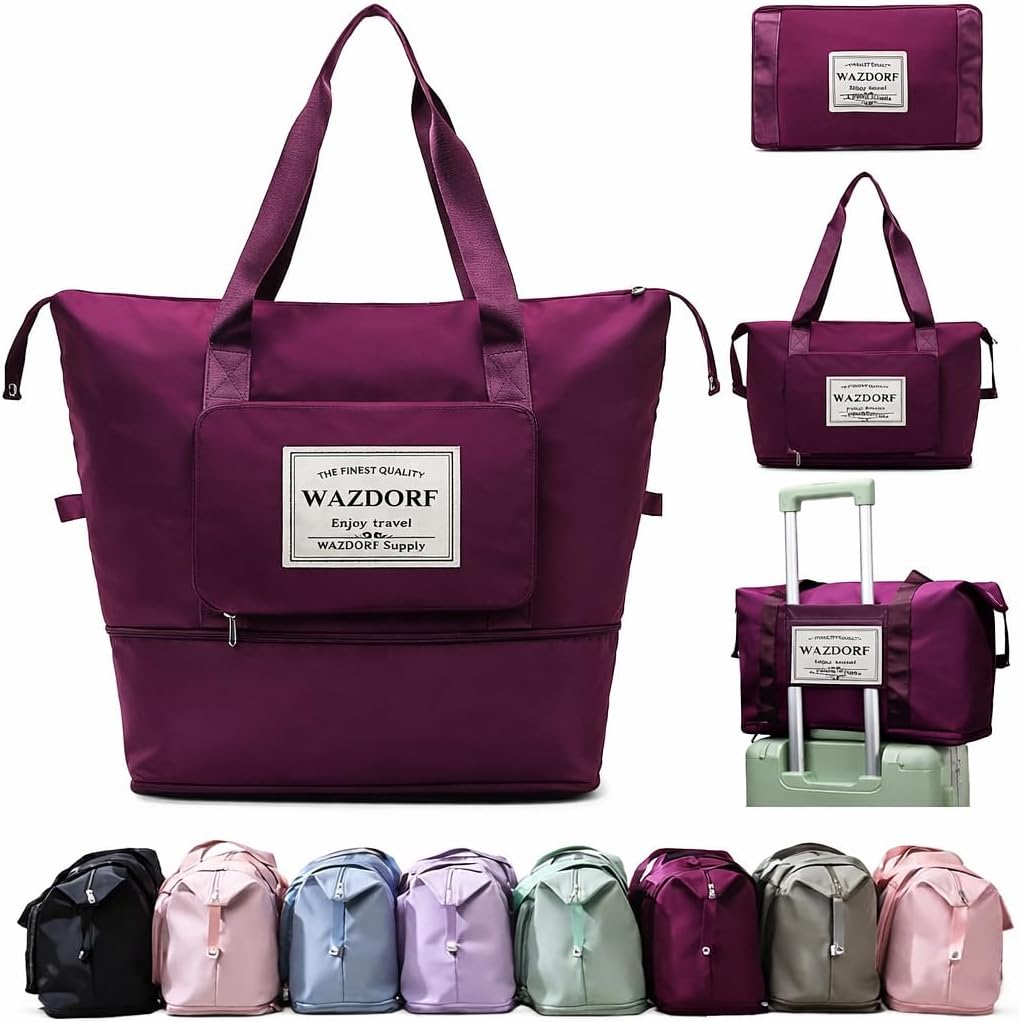 Nylon 41 Liter Expandable Travel Bags for Women, Duffle Bags for Women Luggage, Foldable Vanity Traveling Bag, Waterproof Hand Bag for Ladies Personal Items