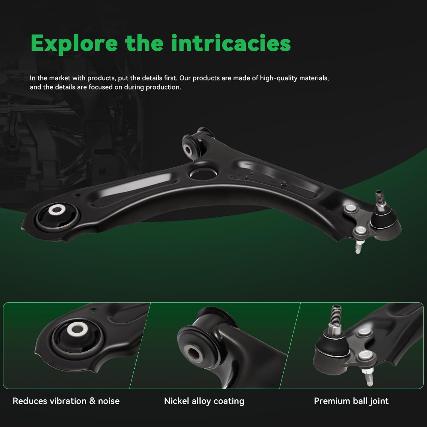AUQDD 10Pcs Front End Suspension Kit Fit For 2011-2018 Volk-swagen Jetta w/4-Door Sedan, 2 Lower Control Arm w/Ball Joint 2 Sway Bar Link 4 Outer Inner Tie Rod End (# K621949 K80478 EV80665 ES80666)