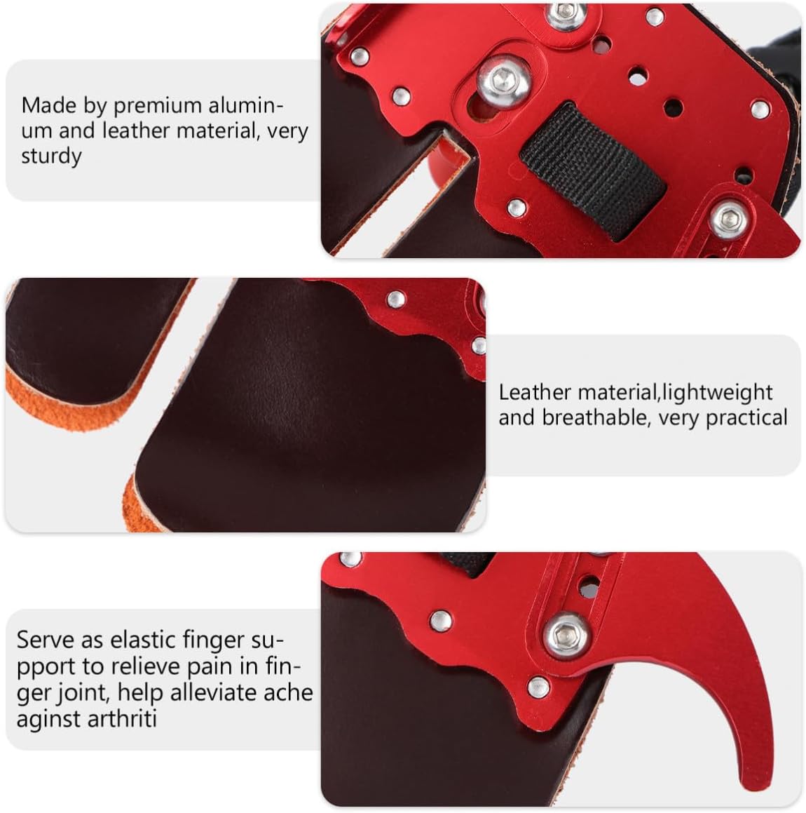 Archery Sports Finger Tab with Adjustable Straps and Breathable Aluminum Leather Protector for Hunting Bow Finger Guard Suitable for Archery Sports