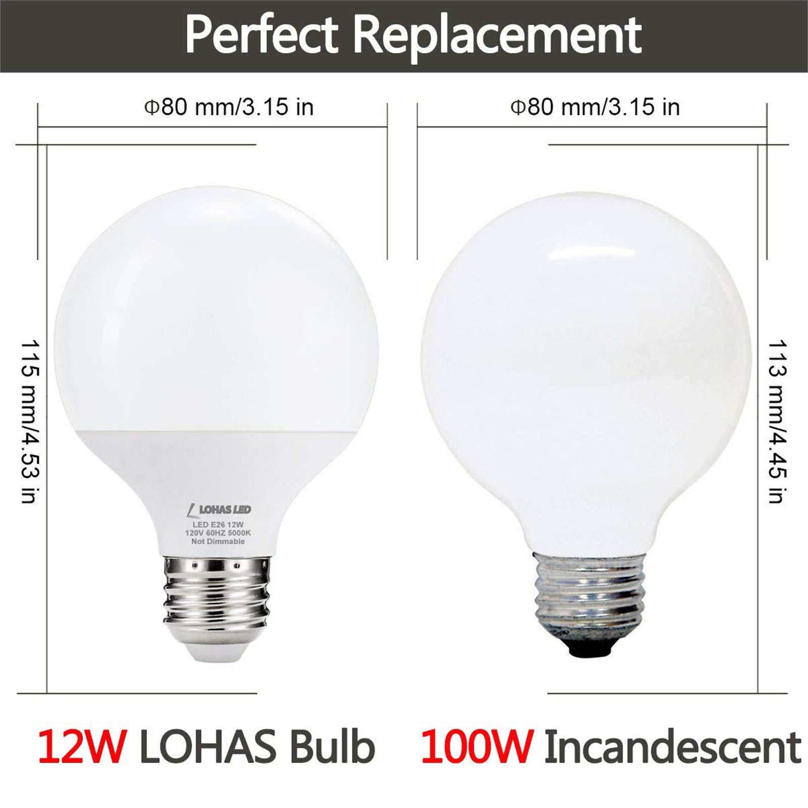 E27 Ampoules LED Ampoules Daylight 5000K Equivalent 75 TO100W Incandescent G80 Halogen Globe Forme Lampe à vis 950 Lumens Vanity 4pack