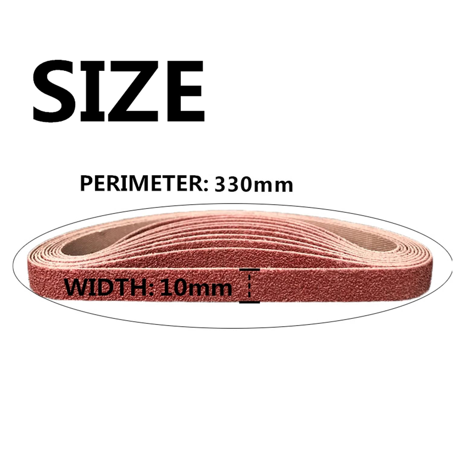 10 Bandes Abrasives 330x20 Mm - Grain 40 à 1000 (au Choix) - Pour Ponceuse à Bande - Bois Et Métal