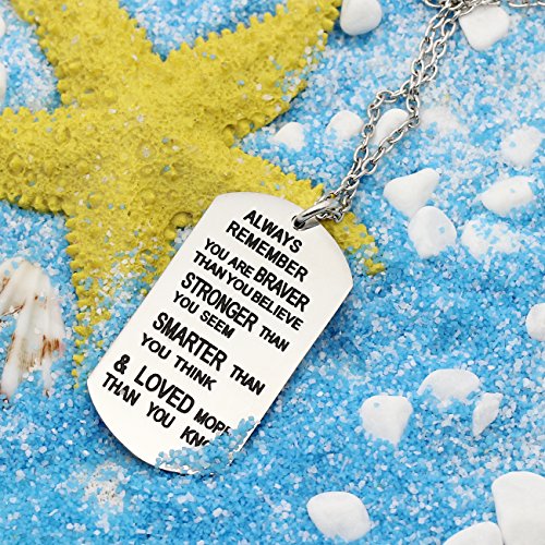 lauhonmin Always Remember You Are Braver/Stronger/Smarter Than You Think Pendant Necklace Family Friend Gift Unisex3