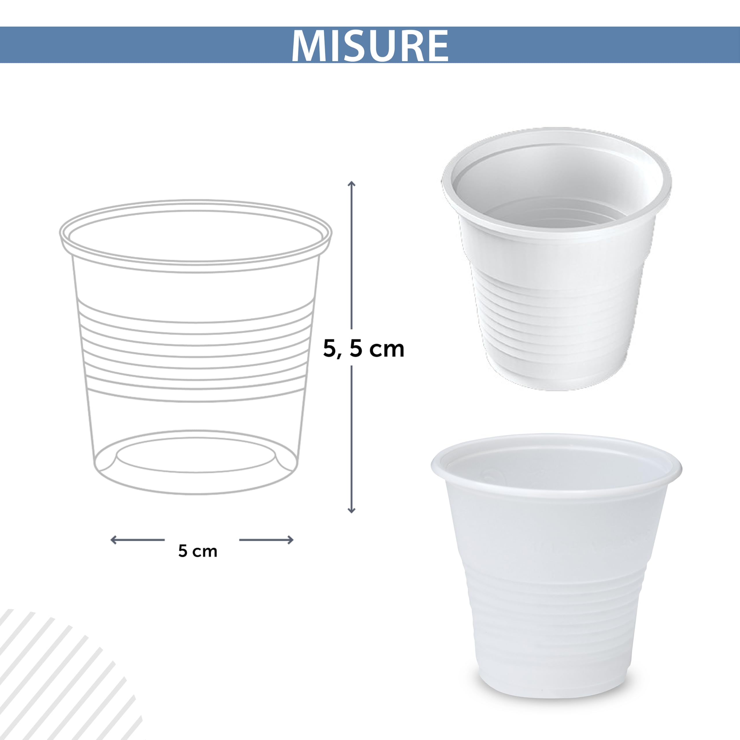 DETERMONDO 500 Bicchierini Caffè Plastica Monouso 80cc Tazzine Bianche Usa e Getta Resistenti Professionali per Espresso Corto Ristretto Ideali per Bar Distributori Automatici Ufficio Casa Feste