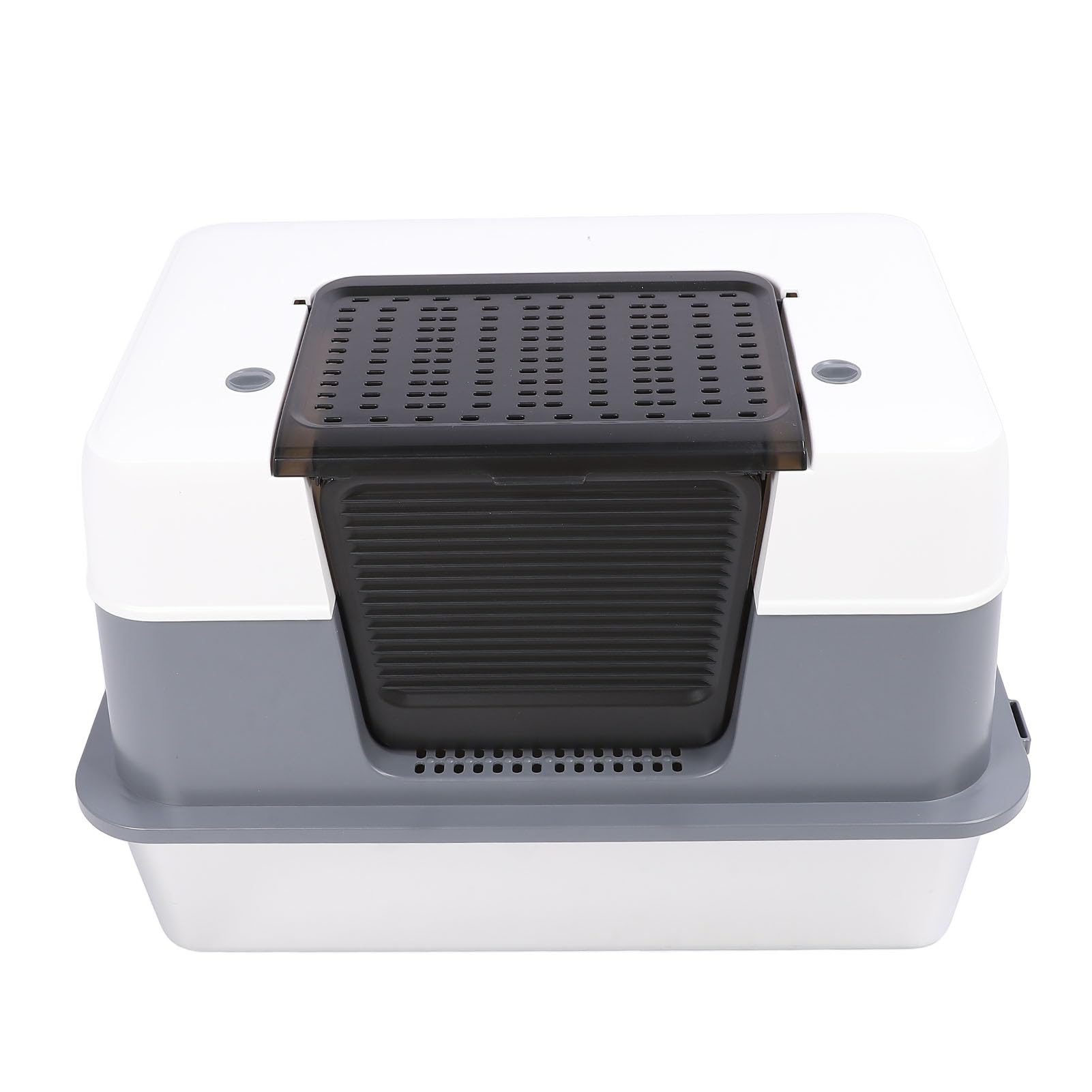 Cryfokt Lettiera per Gatti, Dimensioni Generose Costruzione in Acciaio Inossidabile Controllo degli Odori Filtro Al Carbone Design Antispruzzo Lettiera Chiusa in Metallo con Parte Superiore