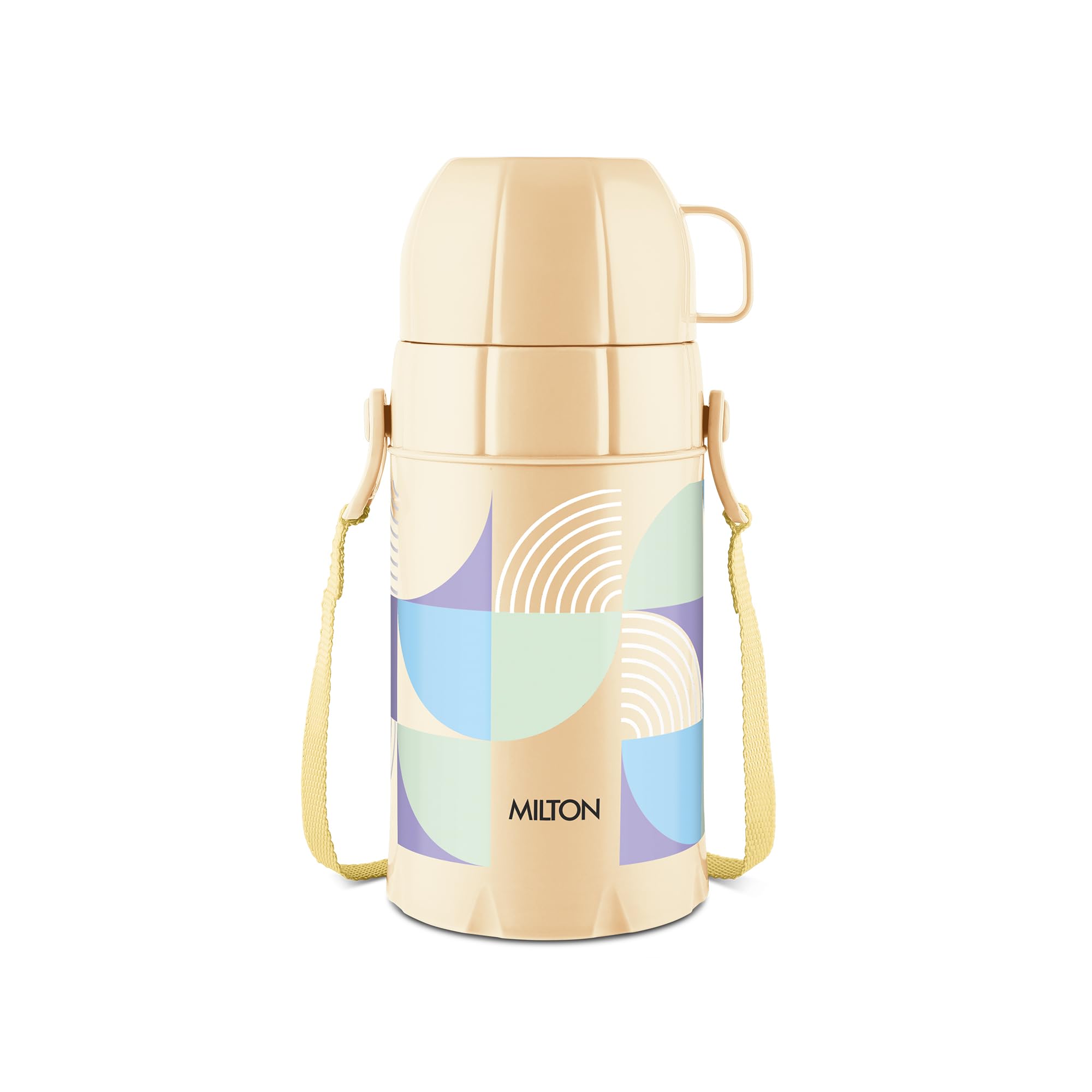 Milton Eiffel 500 Vacuum Insulated Thermos Flask with Strap to Carry, 480 ml, Long Hours Hot & Cold Water Bottle for Office, Hiking, Trekking, Travel, Marble Ivory